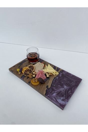 Ls Wood Store Ls Wood -ceviz Ağacı Mor Epoksi Kahvaltı , Peynir Sunum Tabağı ,sunum Tahtası 40 X 20 Cm Küçük Boy