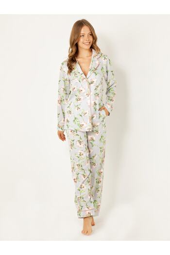 Doremi Floral Natural Viscose Soft Soft Buttoned Pajama Set New Season 1 Piece