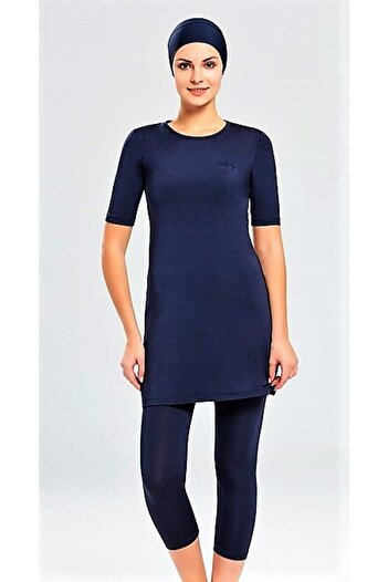 TESMAY Half Sleeve, Tights Pool Swimsuit Normal Size-Plus Size Dark Navy Blue Waiter Size