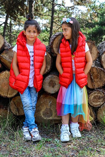 Reddot Unisex Hooded Children's Inflatable Vest - Zippered Pockets - New Season Boys' Girls' Vest