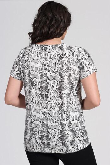 Seamoda Piton Desen Basic Tshirt-ekru-bb