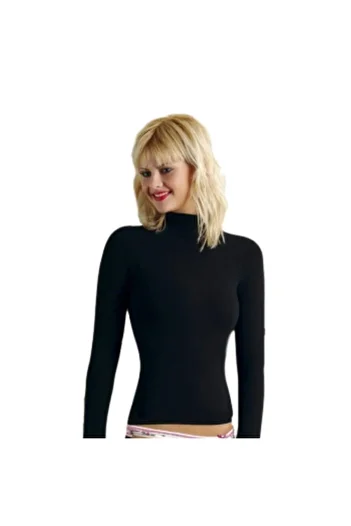 Anıt Women's Black Turtleneck 2-Piece Long Sleeve Turtleneck Combed Cotton Body