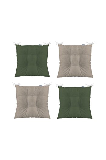 TEZKOTEKSTİL Khaki Beige 4-Piece Combination Pofidik Square Chair Cushion 40 x 40 cm