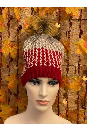 Gönülden Tasarım Colorful Pompom Hand Knitted Women's Beret