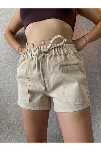 MET AND MARCH Tie-Up Colorful Jean Shorts