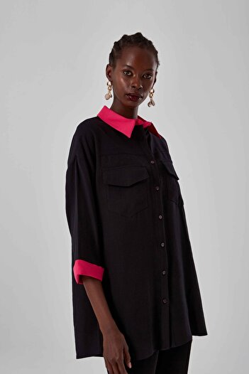 Mizalle Color Garnished Black Tunic