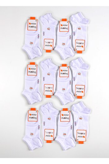 Dündar Γυναικείες κάλτσες Plus Modal White Seamless Soft Wash Αρωματικά μποτάκια σε κουτί 12 τεμαχίων