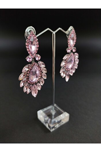 Türkay Aksesuar Pink Crystal Stone Henna Wedding Bridal Earring – Bijoux Earring – Bijoux Earring – Bijoux Earring