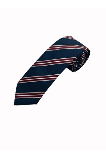 Brianze Σετ μαντήλι γραβάτα Navy Blue Claret Red White ριγέ