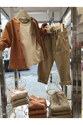 Çikoby Erkek Bebek Bel Lastik Düğmeli Chino Pantolon