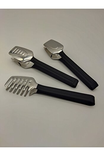 Wessenburg 3 Piece Black Steel Tongs Set