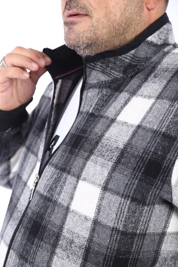 MocGrande Μεγάλο μέγεθος Stand-up Collar Sweat Lumberjack 22219-ανθρακί