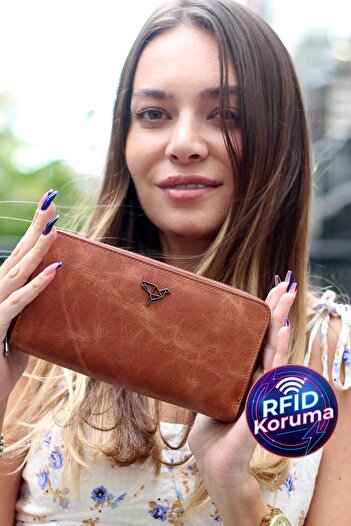 Garbalia Orleans Vintage Δερμάτινη Tan Clutch τσάντα με θήκη για πορτοφόλι τηλεφώνου