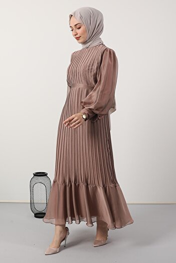 giz astore Pleated Janjan Evening Dress Copper