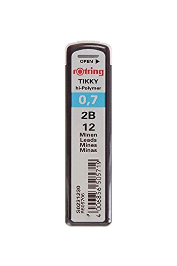 Rotring Tikky Hi-Polymer Mechanical Pencil Lead, 0.7 Mm, 2B