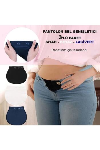 Pimobile Maternity Pants Waist Extender-Pants Extender for Women Black-navy-white Set of 3