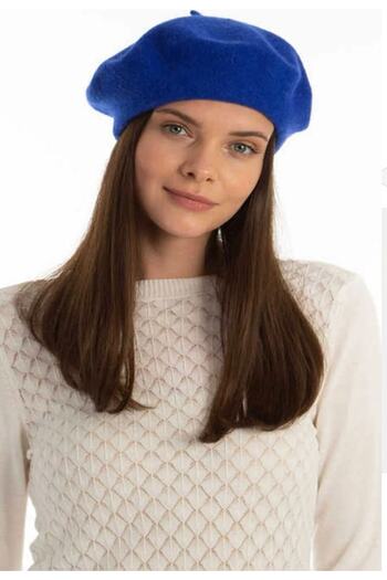 AYGÜN Γαλλικός ζωγράφος Felt Beret Blue