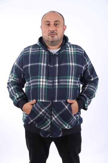 Starbattal Світшот з кишенями Oduncu Stripe Kangaroo Pocket Sweat-gömlek - 22209-синій