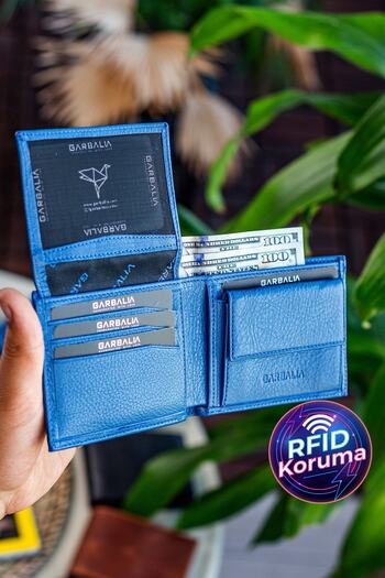 Garbalia Jackson Genuine Leather Rfid Blocking Petrol Blue Wallet with Coin Compartment