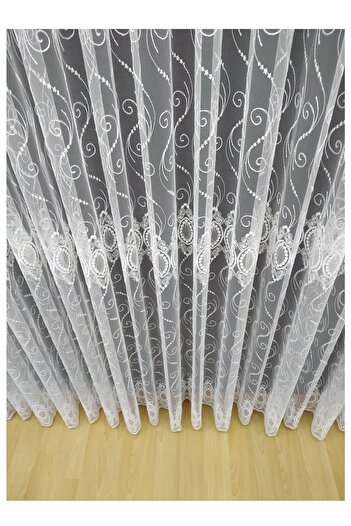 evihtiyaclarim by IOC Νέα σεζόν Honeycomb Top Damask Pattern Εικονικό δάπεδο Κουρτίνα από τούλι που δεν ρίχνεται