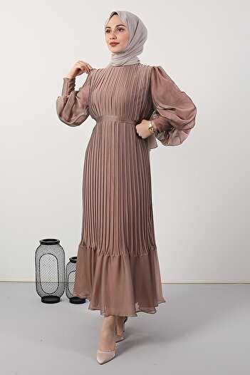 giz astore Pleated Janjan Evening Dress Copper