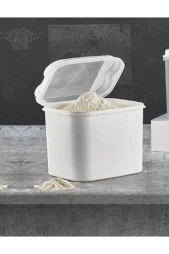 VİP AHMET 6 Pieces 10 Lt Gray Fairy Tale Flour and Storage Container