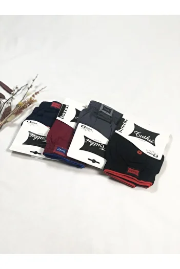 Tutku Men's Mixed Color 100% Cotton Buttoned Combed Cotton 4-Piece Boxers