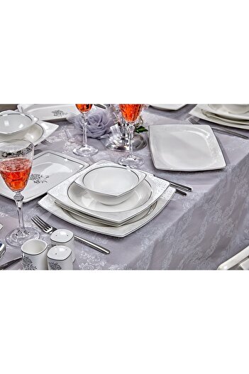 Taç Real Bone Tia Platin 60 Parça Yemek Takımı