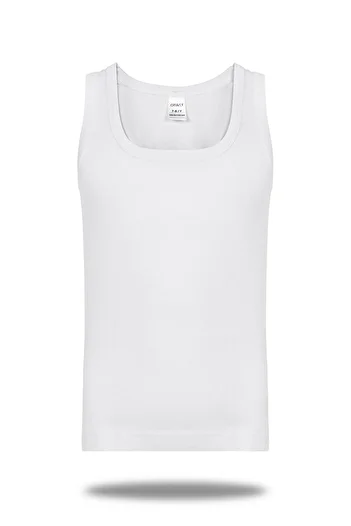 FSM1453 Boy's Cotton Rib Classic White Undershirt 6 Pcs -200