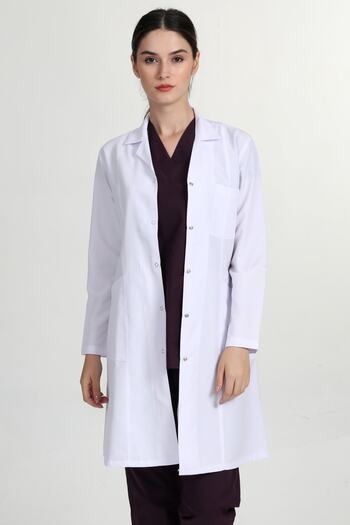 BAŞAK White Shirt Collar Long Doctor Nurse Teacher Apron