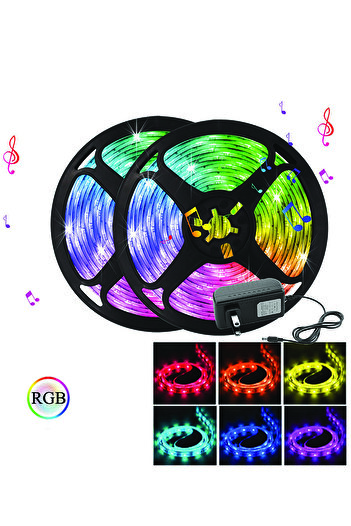 yopigo 5 mt Kumandalı Işıldak Rgb Şerit Led Lamba iç Ve Dış Mekan Silikon Yapışkanlı Aydınlatma