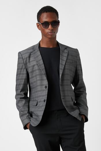 Koton Men's Gray Plaid Jacket 3WAM50021HW