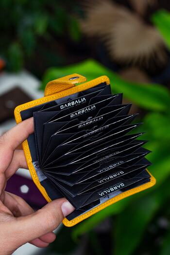Garbalia Adanus Genuine Leather Mustard Yellow Accordion Card Holder