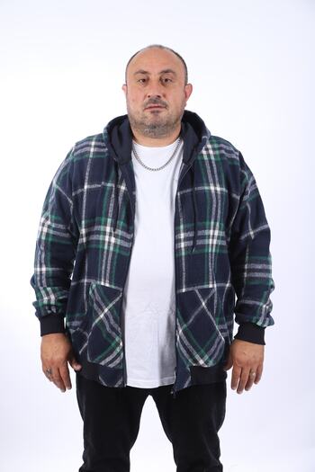 Starbattal Світшот з кишенями Oduncu Stripe Kangaroo Pocket Sweat-gömlek - 22209-синій
