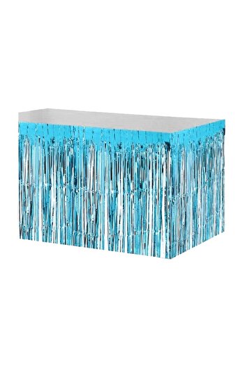 mercantoptan Blue Metallized Tasseled Table Skirt - Sparkling Design (Birthday Party Ornament)