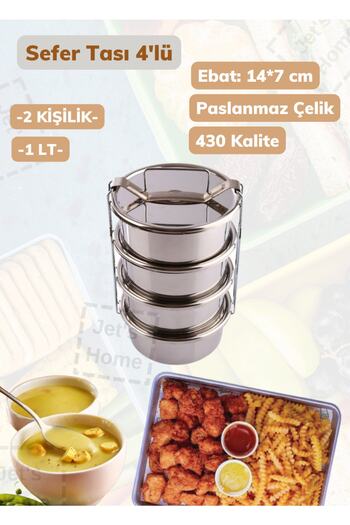 Jet's Home Sefer Bowl 4-Piece Food Carrying Container Stainless Steel No 2 / 14*7 Cm / 1 Lt