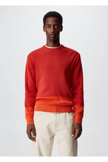 MANGO Man Color Blocked Cotton Sweater