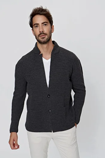 CHUBA Men's Regular Fit Thessaloniki Knitwear Cardigan Anthracite 23w208