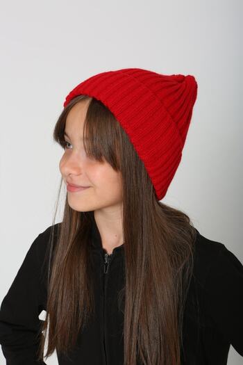 MARBERRY Ribbed Red Knitted Girl's Beret