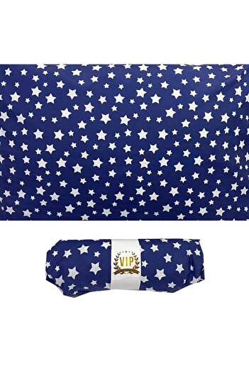 Vip Home Concept Navy Blue Star Patterned Single Ranforce Vip Bed Sheet - 100x200 Cm