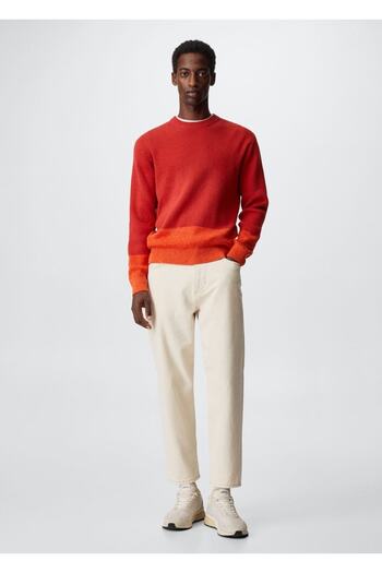 MANGO Man Color Blocked Cotton Sweater