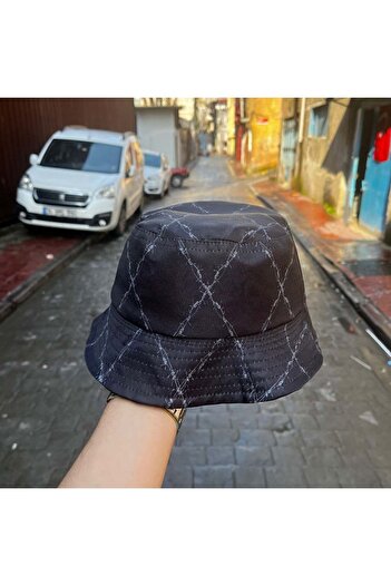 İYİ MODA Dikenli Tel Desenli Unisex Bucket Hat Balıkçı Şapka