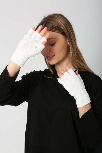 BALIENTE Unisex White Gloves - Half Finger, Cut-out Design