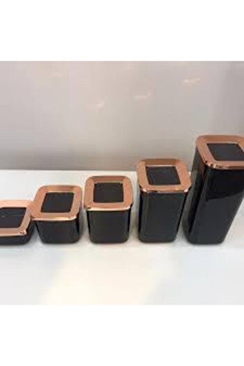 VİP AHMET Vip Ahmet Square Storage Container Black-Copper Set of 5 Vp-111
