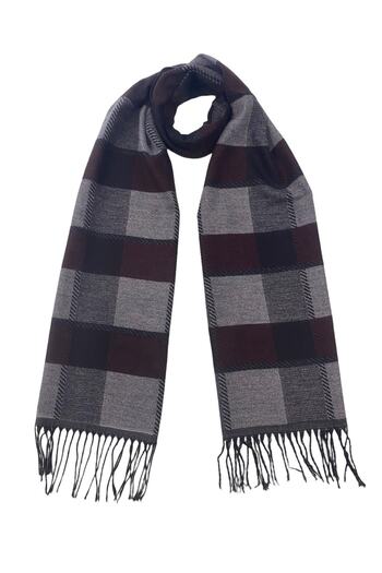 Sarar Plaid Pattern Gray Black Double Sided Scarf M-24 (syh)