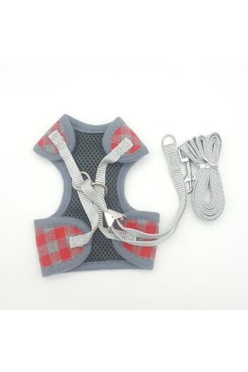 Mixpet Large Red Plaid Dog Collar with Bow Tie