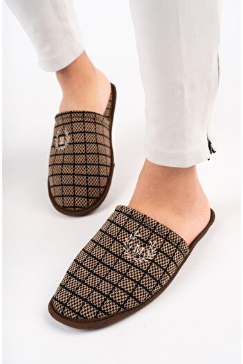 GEZER Winter Men's Autumn-Winter Soft Casual Plaid Square Patterned House Slippers