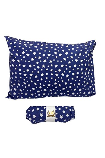 Vip Home Concept Navy Blue Star Single Elastic Sheet and Pillow Case - 100x200 Cm