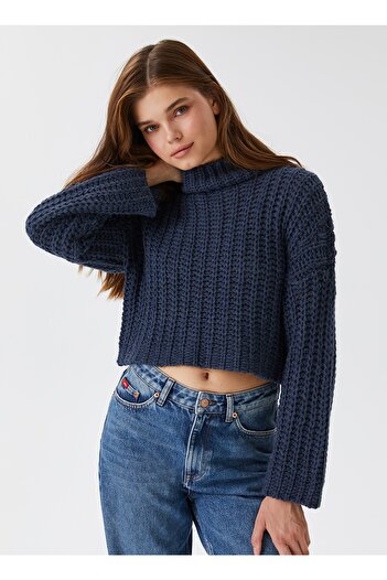 Lee Cooper Pulover tricotat cu guler înalt Indigo pentru femei 231 Lcf 241011 Laura Indigo