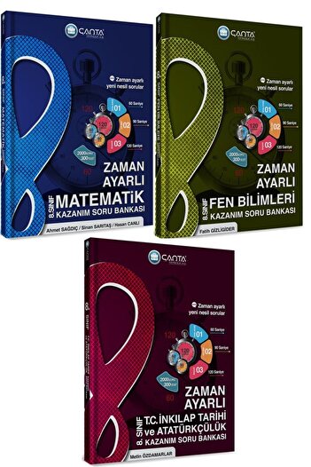 Çanta Yayıncılık 8 Sınıf Matematik+fen Bilgisi+t.c Inkılap Tarihi Zaman Ayarlı Kazanım Soru Bankası (3 Kitap)